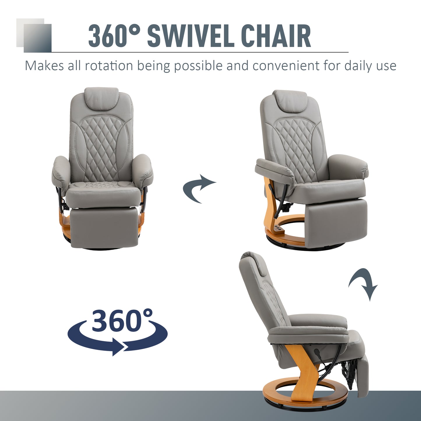 Recliner Leisure Armchair with Wood Base Footrest for Home Office