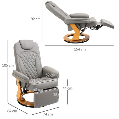 Recliner Leisure Armchair with Wood Base Footrest for Home Office
