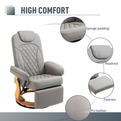 Recliner Leisure Armchair with Wood Base Footrest for Home Office