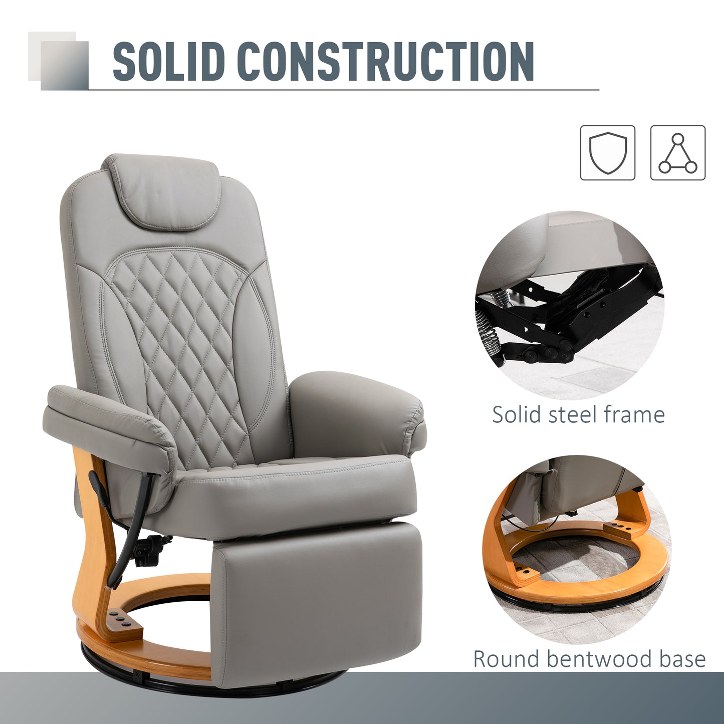 Recliner Leisure Armchair with Wood Base Footrest for Home Office