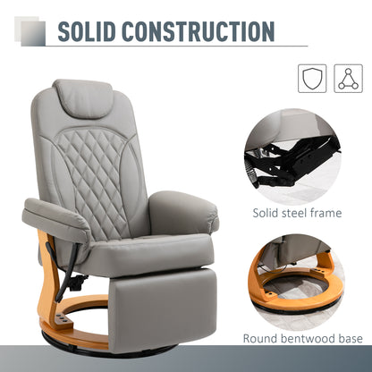 Recliner Leisure Armchair with Wood Base Footrest for Home Office