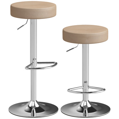 Bar Stools Set of 2, Height Adjustable Breakfast Bar Chairs, Brown