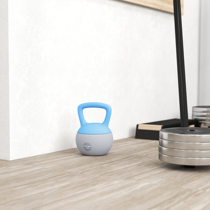10KG Kettlebell with Soft Body and Non-Slip Handle, Light Blue/Grey
