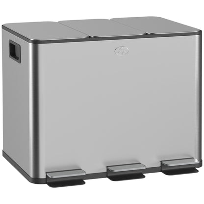3 x 20L Triple Kitchen Bin Pedal Bin for Recycling and Waste