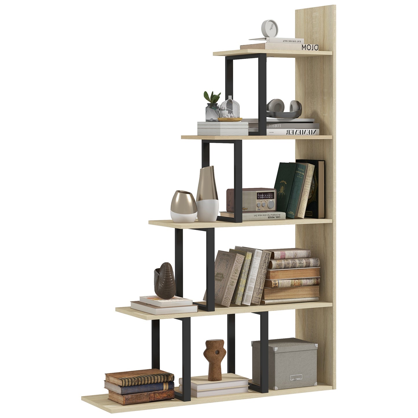 5-Tier Ladder Shelf Display Plant Stand Home Office Ladder Oak