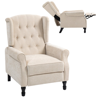 Manual Reclining Armchair Recliner with Footrest Beige