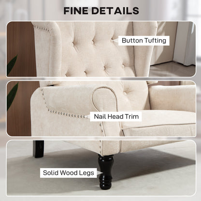 Manual Reclining Armchair Recliner with Footrest Beige