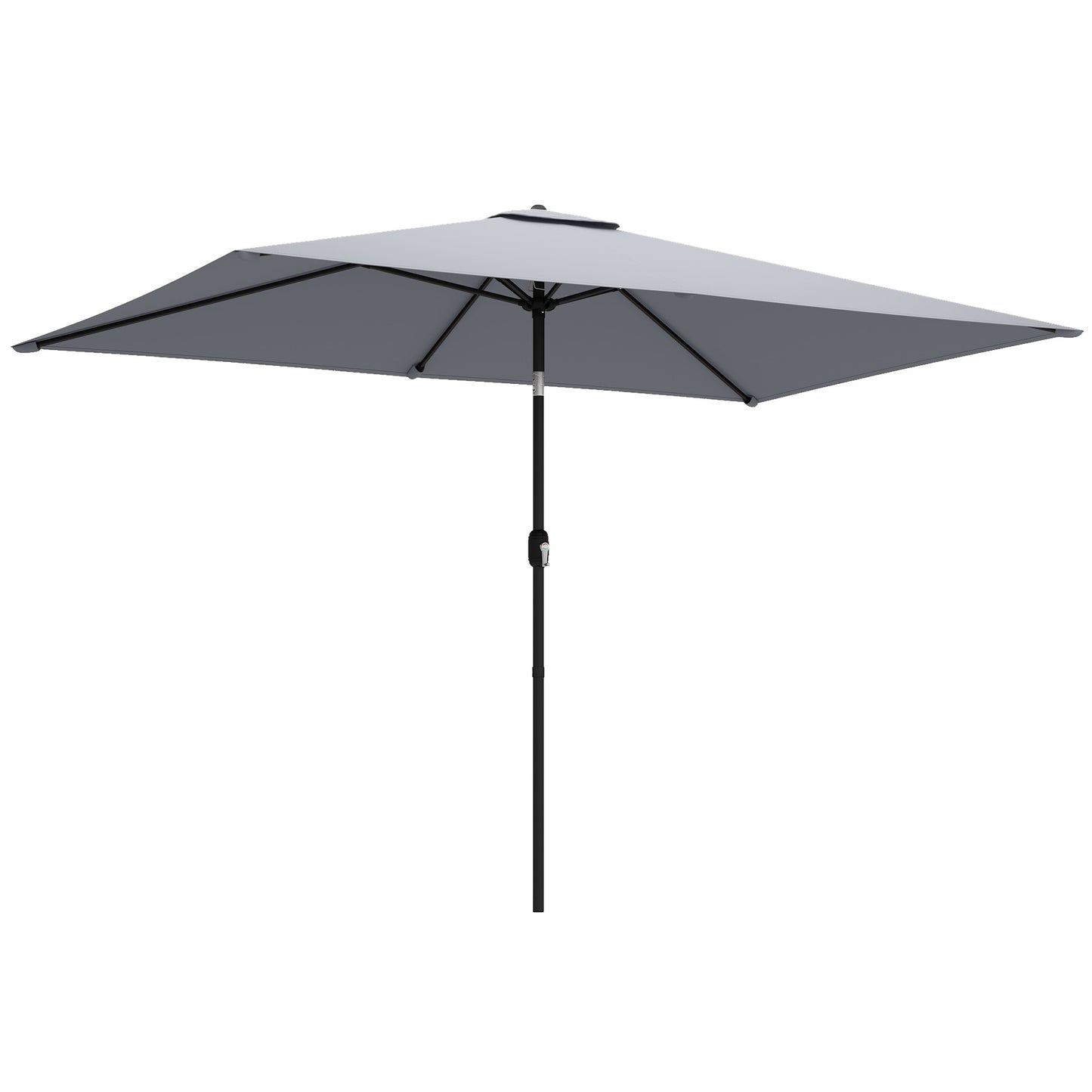 Garden Parasol, Outdoor Umbrella with Tilt Function, Light Grey