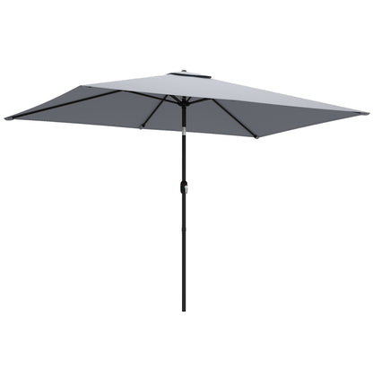 Garden Parasol, Outdoor Umbrella with Tilt Function, Light Grey