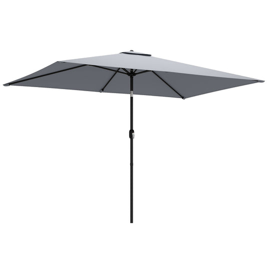 Garden Parasol, Outdoor Umbrella with Tilt Function, Light Grey