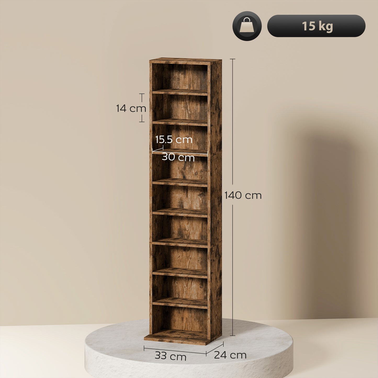 260 CD Storage Unit 120 DVD Storage Tower with 9 Compartments