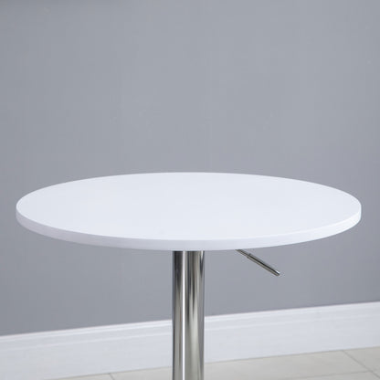 60cm Adjustable Height Round Bar Table with Swivel Top White