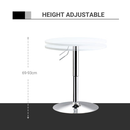 60cm Adjustable Height Round Bar Table with Swivel Top White