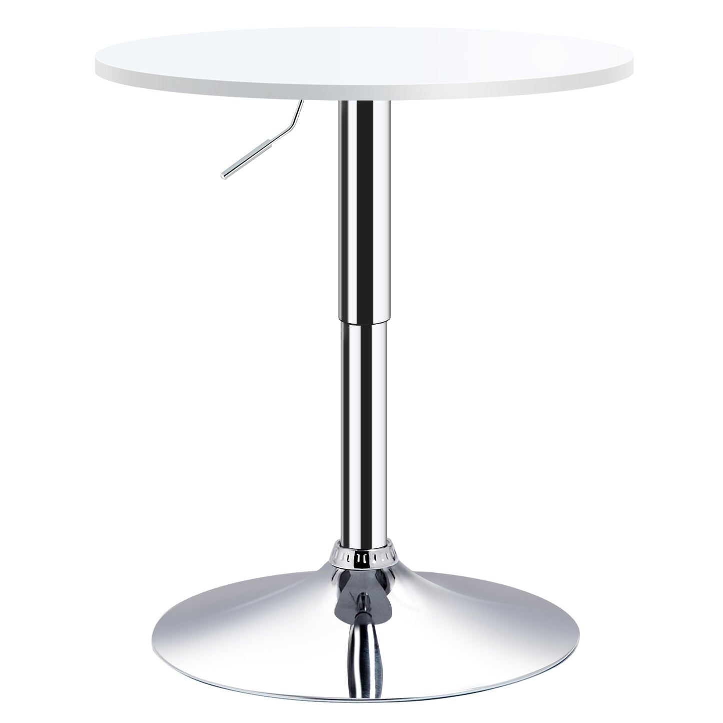 60cm Adjustable Height Round Bar Table with Swivel Top White
