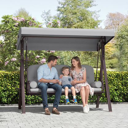 3 Seater Garden Swing Chair, Light Grey