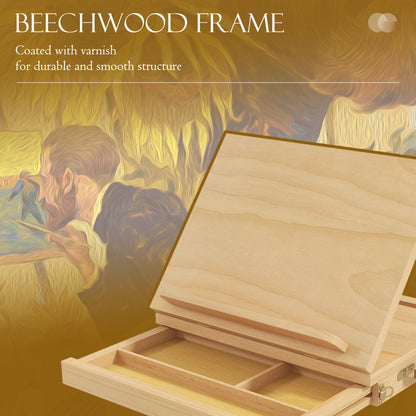 Wooden Table Easel Box with Storage Portable Folding Artist Easel