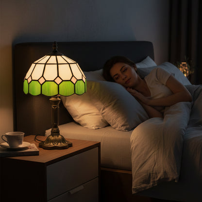 Tiffany-Style Table Lamp for Bedroom, Bulb not Included, Green