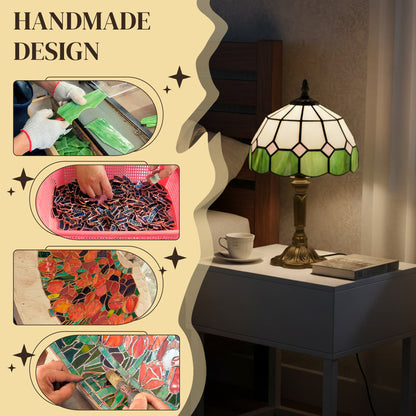 Tiffany-Style Table Lamp for Bedroom, Bulb not Included, Green