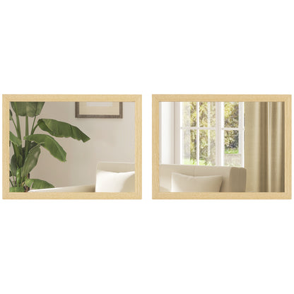 30 x 40 cm Wall Bathroom Mirror, Vanity Mirror, Set of 2, Natural