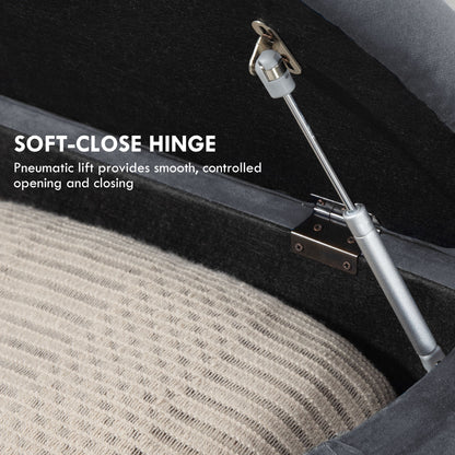 Semi-Circle Storage Ottoman Bench Tufted Upholstered Grey