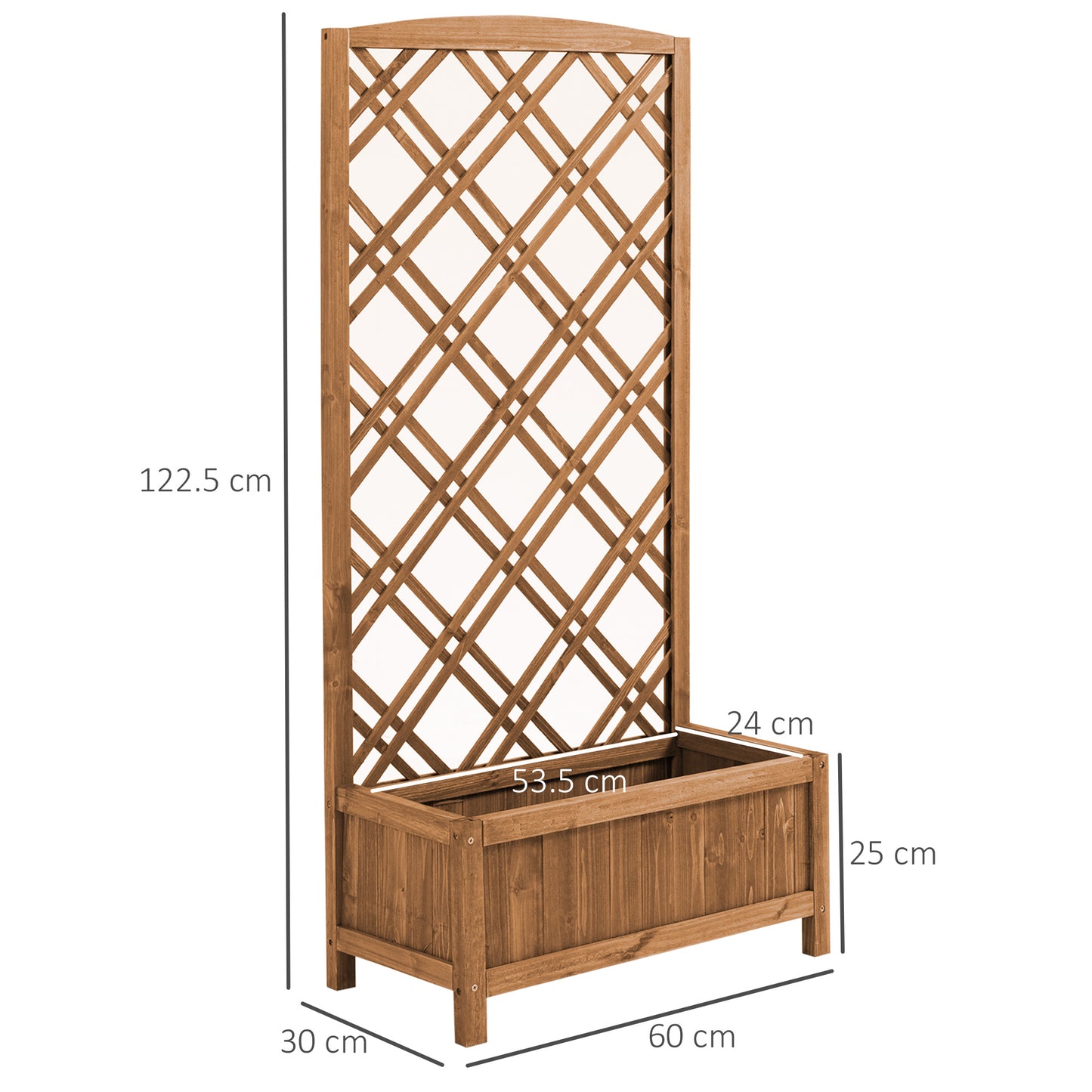 Wooden Planter with Trellis, Raised Bed for Garden, Brown