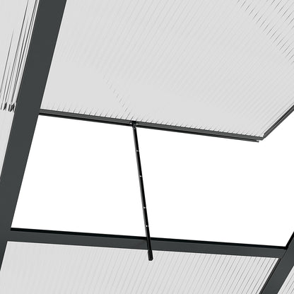 6 x 6ft Polycarbonate Greenhouse, Large Walk in Green House with Slide Door and Window, Grey