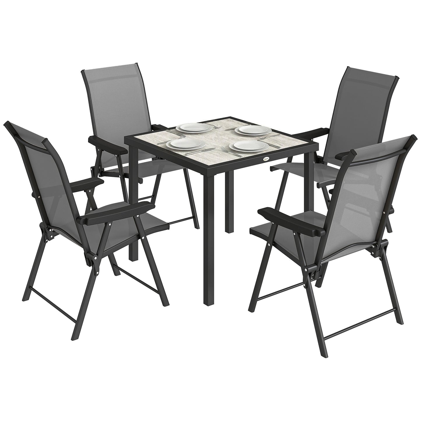5 Pieces Outdoor Dining Set, Garden Dining Set for 4, Grey