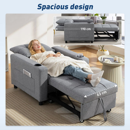 3-in-1 Sofa Bed, Convertible Sleeper Chair with Adjustable Backrest