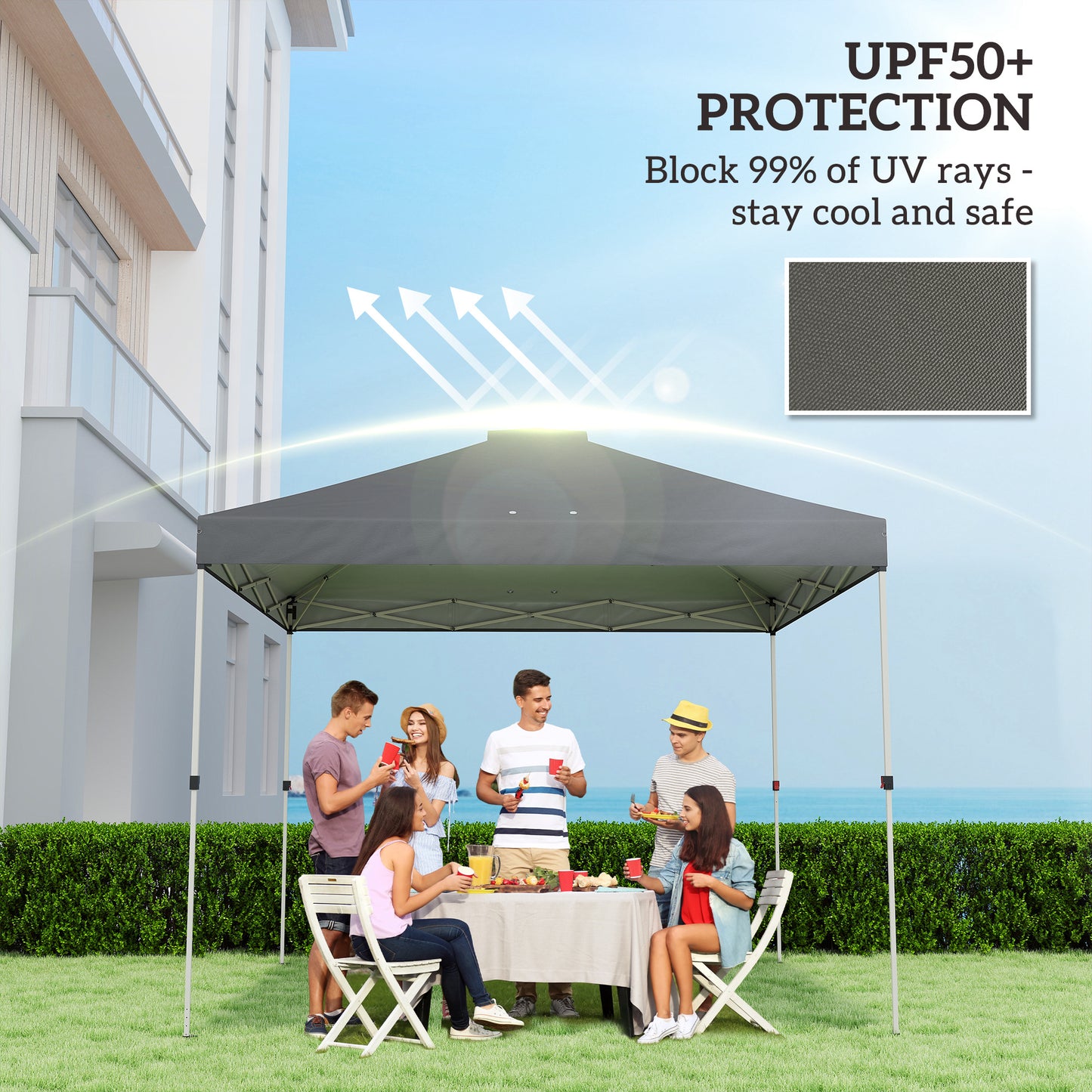 Gazebo Roof Replacement UV50+ Waterproof 3x3(m) Dark Grey
