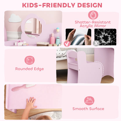 Kids Dressing Table with Mirror, Stool, Vanity Table, Purple