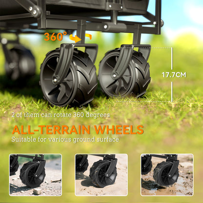 Outdoor Push Pull Wagon Stroller Cart w/ Canopy Top Black