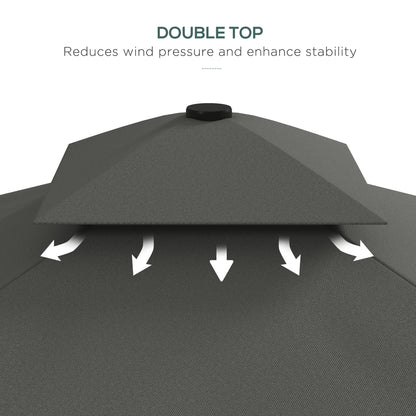2.5m Square Double Top Garden Parasol Cantilever Umbrella with Ruffles, Grey