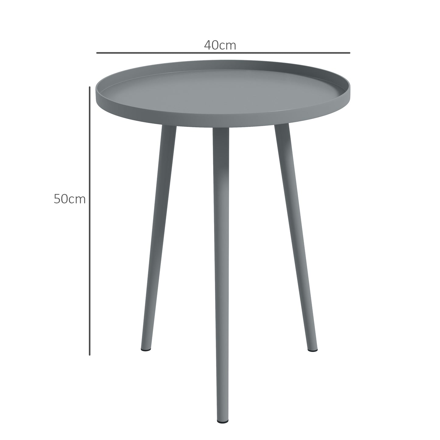 Round Garden Coffee Table, Outdoor Side Table with Rounded Edge