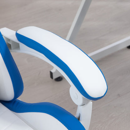 Racing Style Gaming Chair with Reclining Function Footrest, Blue