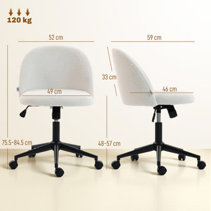 Desk Chair, Fluffy Swivel Office Chair for Makeup Vanity, Cream