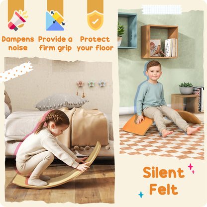 Wooden Balance Board for Kids, Wobble Board with Felt, Orange