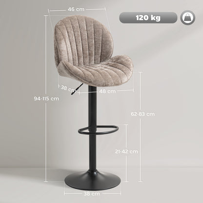 Modern Bar Stools Set of 2, Swivel Counter Height Barstools, Brown