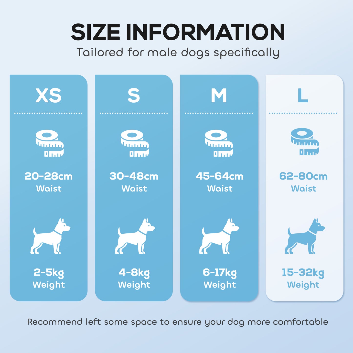 Disposable Dog Diapers Male, 48 Count Absorbent Dog Nappies, Puppy Sanitary Wraps Panties for Incontinence or Excitable Urination and Training, L, 62-80 cm