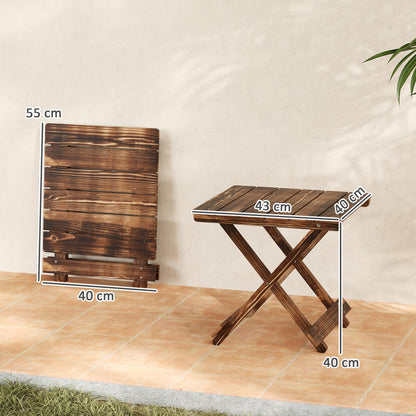 Wooden Folding Garden Table, Folding Side Table, Carbonised Finish