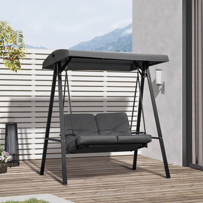 2 Seater Garden Outdoor Swing Chair Hammock w/ Adjustable Canopy Grey