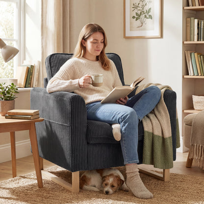 Accent Chair with Metal Legs and Spring Dark Grey