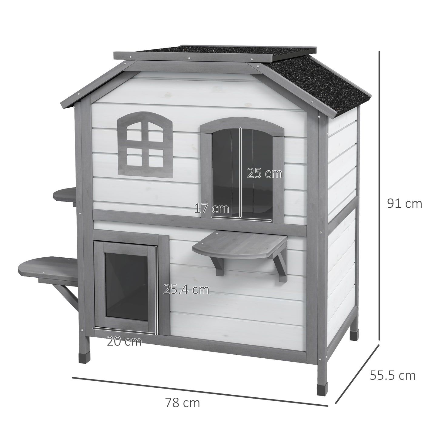 Kitten Condo with Openable Roof, Catio Enclosure Furniture, White