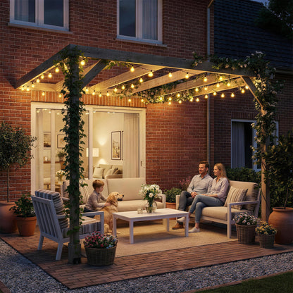 2.4 x 2.4m Lean-To Wooden Pergola Kit, Grape Trellis with Stable Structure