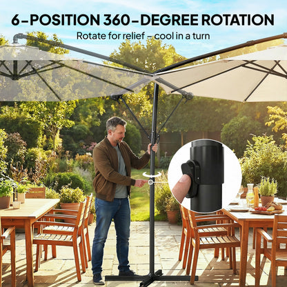 3 m Garden Cantilever Parasol with Cover, Rotation, Cream White