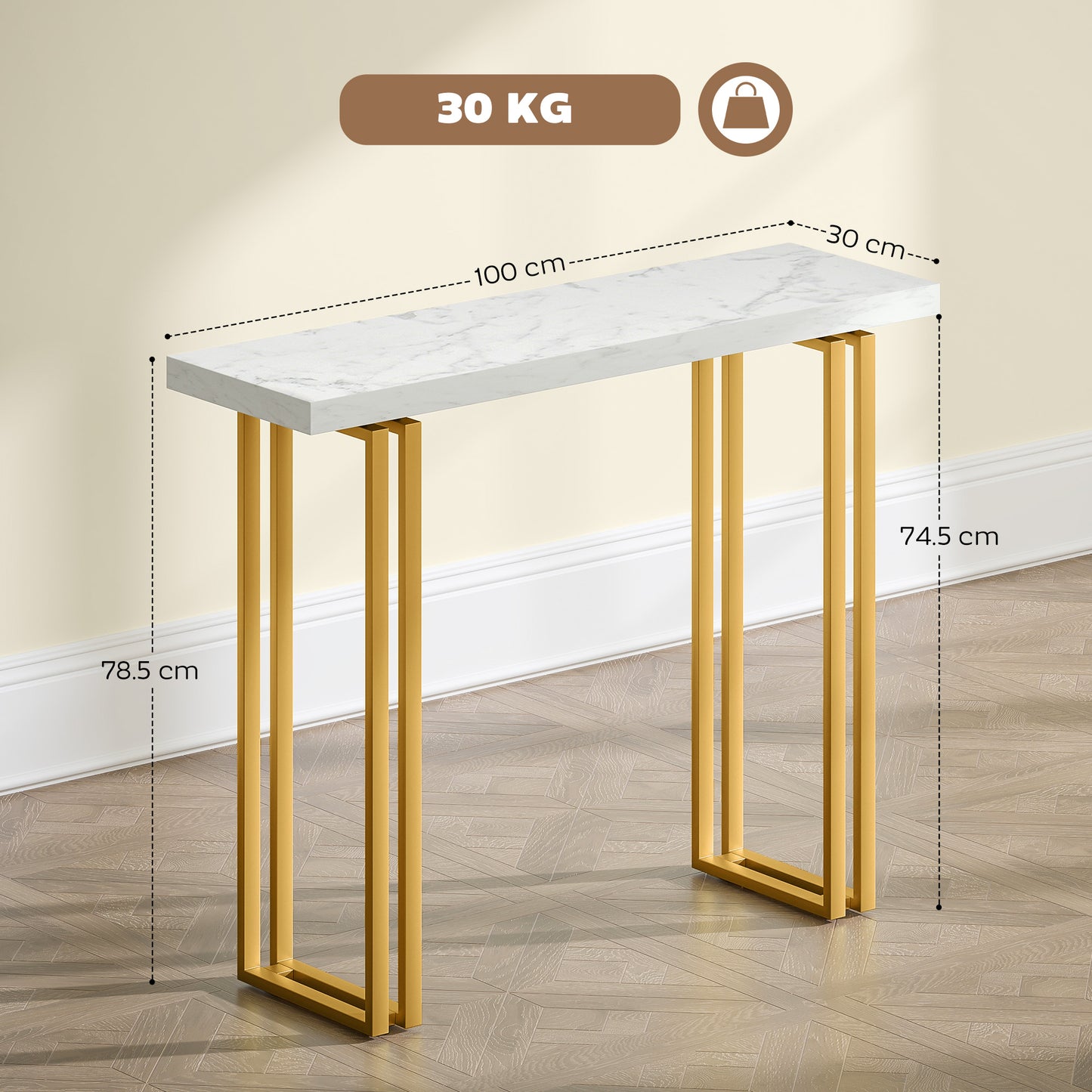Modern Slim Long Accent Sofa Side Hall Desk for Hallway, White