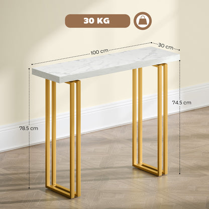Modern Slim Long Accent Sofa Side Hall Desk for Hallway, White