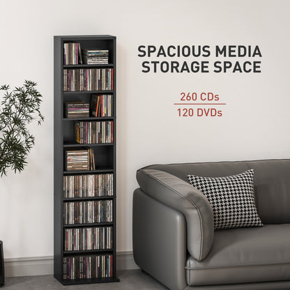 260 CD Storage Unit 120 DVD Storage Tower with 9 Compartments Black