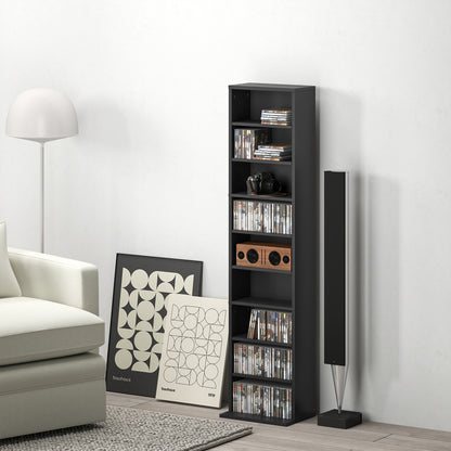 260 CD Storage Unit 120 DVD Storage Tower with 9 Compartments Black