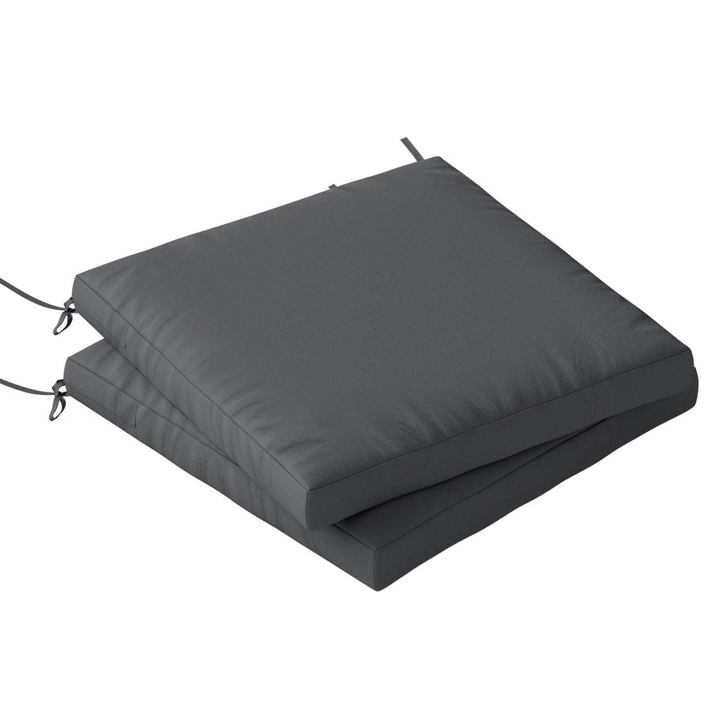 2Pcs Garden Chair Cushions, Waterproof Seat Pads, Dark Grey