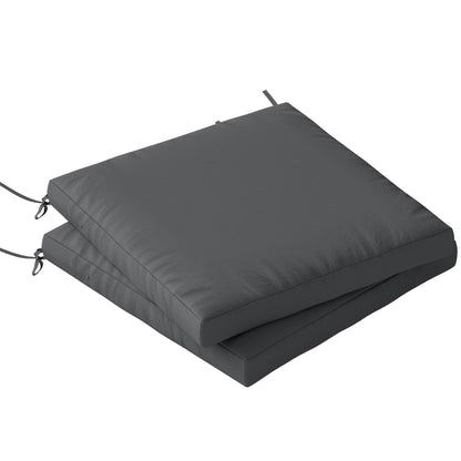 2Pcs Garden Chair Cushions, Waterproof Seat Pads, Dark Grey